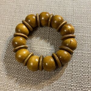 Vintage Chunky Brown Wood Beaded Cha Cha Stretch Bracelet Boho